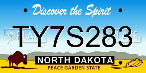 TY7S283 North Dakota License Plate