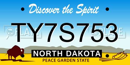 TY7S753 North Dakota License Plate