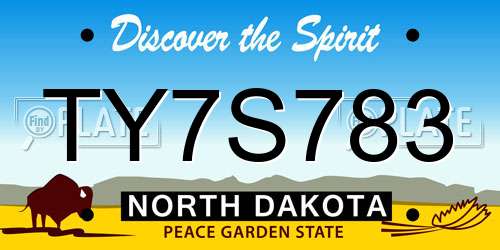TY7S783 North Dakota License Plate