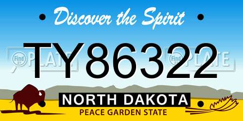 TY86322 North Dakota License Plate