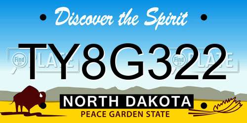 TY8G322 North Dakota License Plate