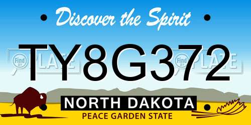 TY8G372 North Dakota License Plate