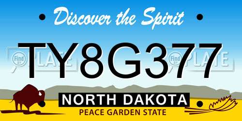 TY8G377 North Dakota License Plate