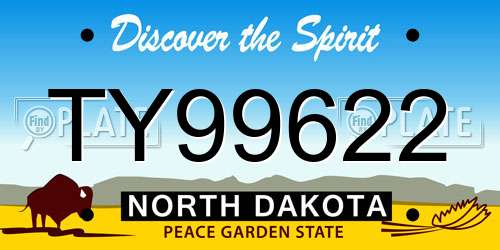 TY99622 North Dakota License Plate
