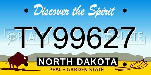 TY99627 North Dakota License Plate