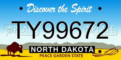 TY99672 North Dakota License Plate
