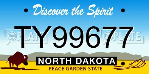 TY99677 North Dakota License Plate
