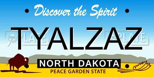 TYALZAZ North Dakota License Plate