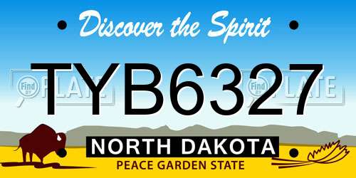 TYB6327 North Dakota License Plate