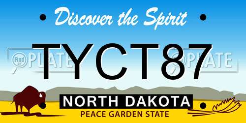 TYCT87 North Dakota License Plate