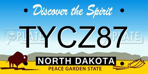 TYCZ87 North Dakota License Plate
