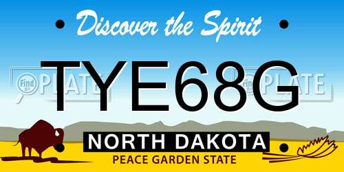 TYE68G North Dakota License Plate