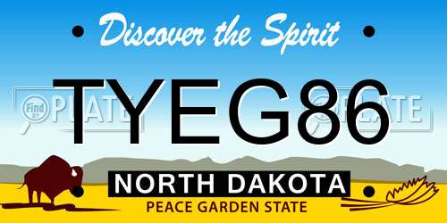 TYEG86 North Dakota License Plate