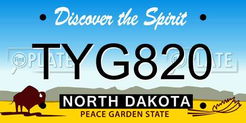 TYG820 North Dakota License Plate