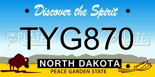 TYG870 North Dakota License Plate