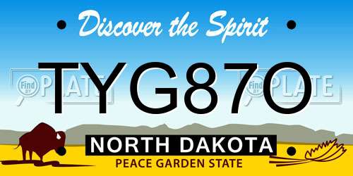 TYG87O North Dakota License Plate