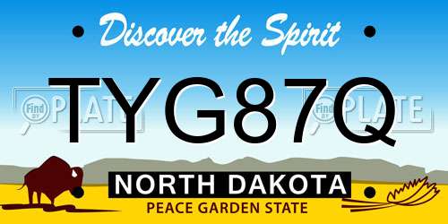 TYG87Q North Dakota License Plate