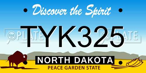TYK325 North Dakota License Plate