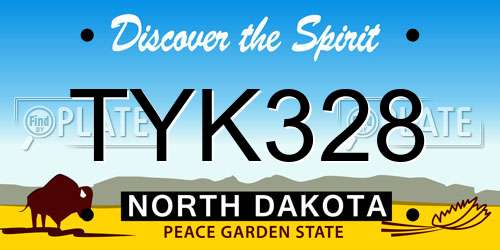 TYK328 North Dakota License Plate