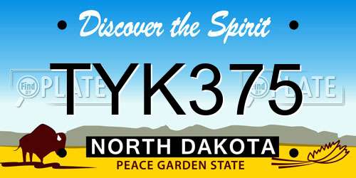 TYK375 North Dakota License Plate