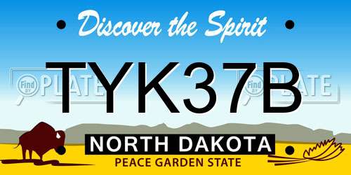 TYK37B North Dakota License Plate