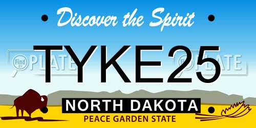 TYKE25 North Dakota License Plate