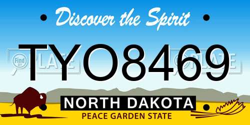 TYO8469 North Dakota License Plate