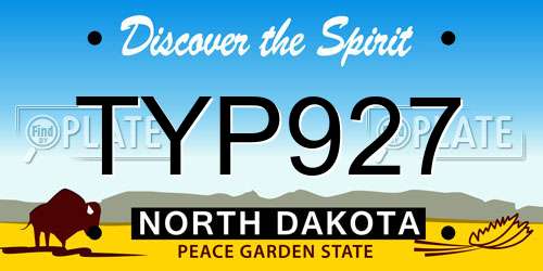 TYP927 North Dakota License Plate