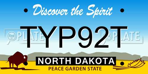 TYP92T North Dakota License Plate