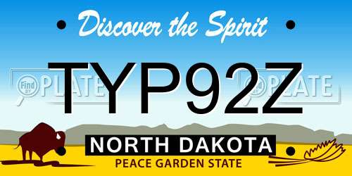 TYP92Z North Dakota License Plate