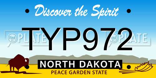 TYP972 North Dakota License Plate