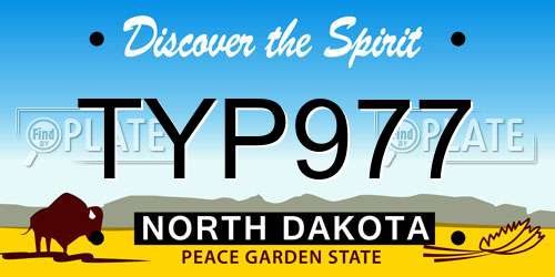 TYP977 North Dakota License Plate