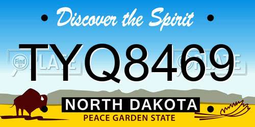 TYQ8469 North Dakota License Plate