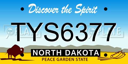 TYS6377 North Dakota License Plate
