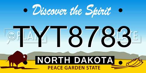 TYT8783 North Dakota License Plate
