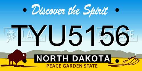 TYU5156 North Dakota License Plate