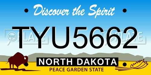 TYU5662 North Dakota License Plate