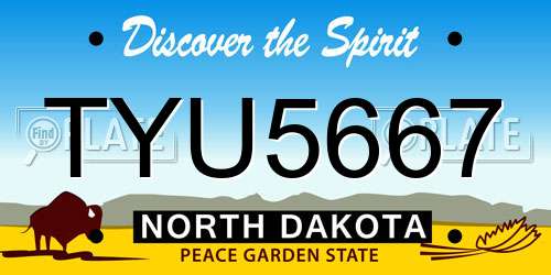 TYU5667 North Dakota License Plate