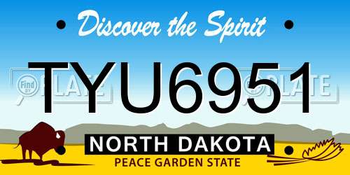 TYU6951 North Dakota License Plate