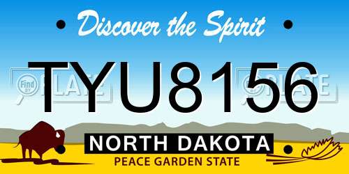 TYU8156 North Dakota License Plate