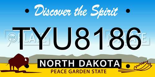 TYU8186 North Dakota License Plate