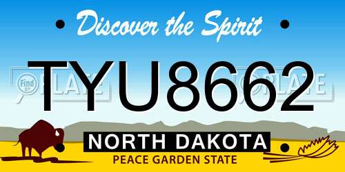 TYU8662 North Dakota License Plate