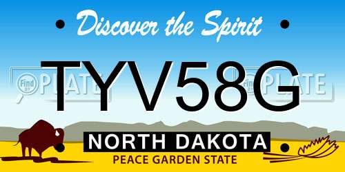 TYV58G North Dakota License Plate