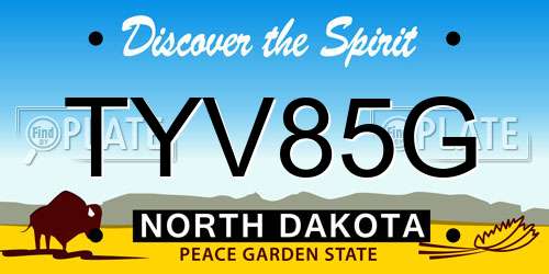 TYV85G North Dakota License Plate
