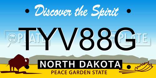 TYV88G North Dakota License Plate
