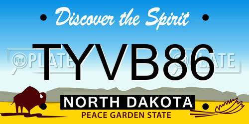 TYVB86 North Dakota License Plate