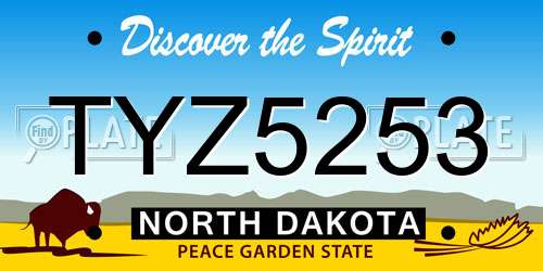 TYZ5253 North Dakota License Plate
