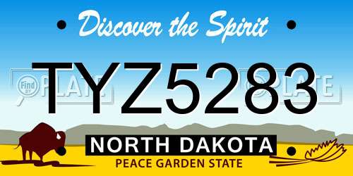 TYZ5283 North Dakota License Plate