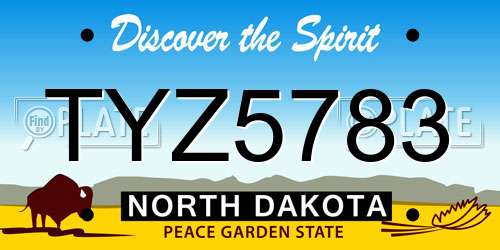 TYZ5783 North Dakota License Plate