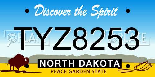 TYZ8253 North Dakota License Plate
